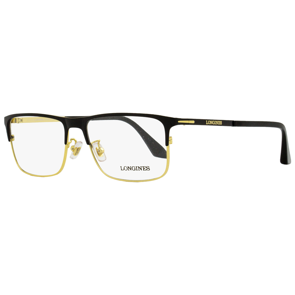 Longines LG5005-H Rectangular Eyeglasses 02A Matte Black/Gold 56mm